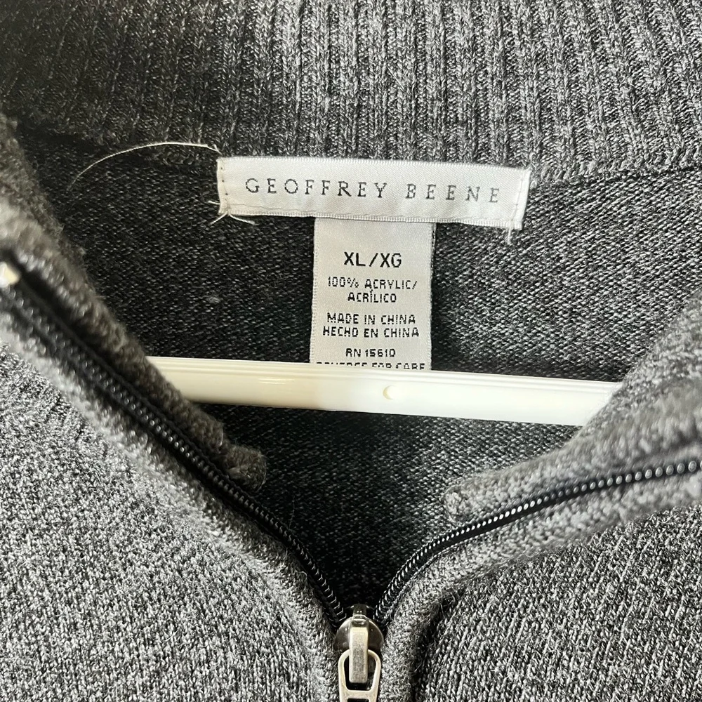 Geoffrey Beene Charcoal 1/4 Zip Sweater Size‎ XL Academia Preppy Casual